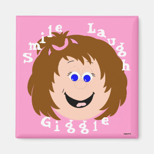 Aimant Faces de rire Brown cheveux petite fille