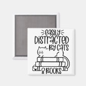 Aimant Facilement distrait par les chats et les livres Ch (Recto/Verso)