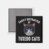 Aimant Facilement Distrait Par Les Chats Tuxedo (Recto/Verso)
