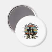 Aimant Facilement distrait par les chiens Design silhouet (Recto/Verso)