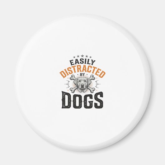 Aimant Facilement distrait par les chiens Design vintage (Devant)