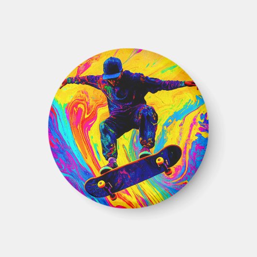 Aimant Faire du skateboard à travers les couleurs (Devant)