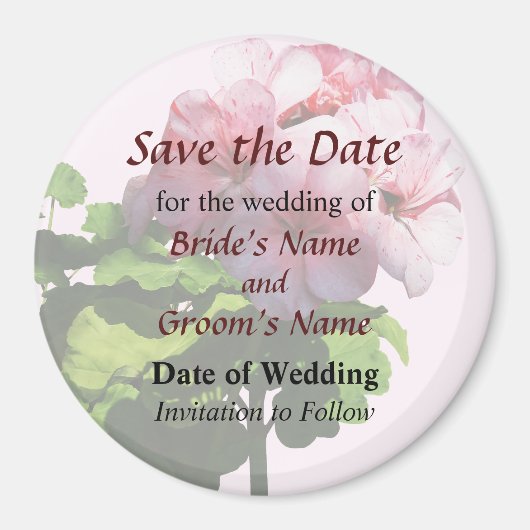 Aimant Faire geranium rose pâle Save the Date (Devant)