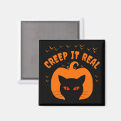 AIMANT FAIRE LE FOU DRÔLE CHAT HALLOWEEN (Recto/Verso)