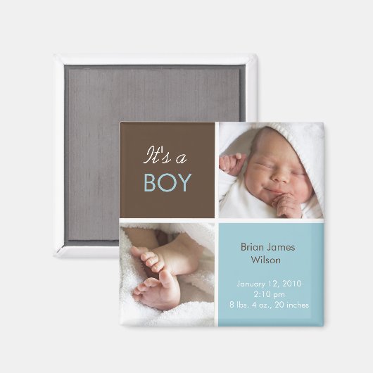 Aimant Faire-part bébé garçon (Recto/Verso)