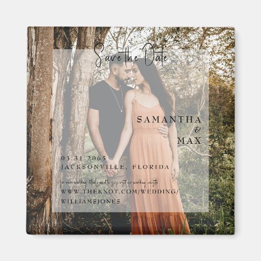 Aimant Faire part carré moderne pour couple simple Photo (Devant)