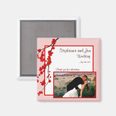 Aimant faire-part de 2 po x 2 po Fleur de cerisier rouge (Recto/Verso)
