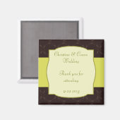 Aimant faire-part de 2 po x 2 po - Lumière/Vert olive (Recto/Verso)