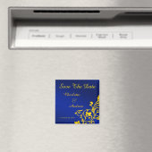 Aimant Faire-part de date royale bleu et or (In Situ (Lave-vaisselle))