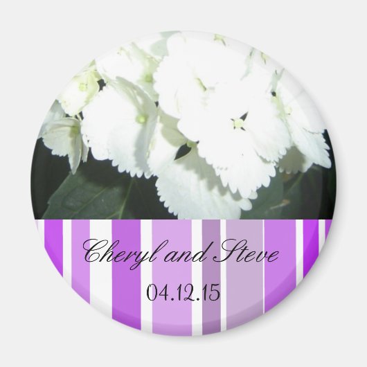 Aimant Faire-part de mariage blanc et violet (Devant)