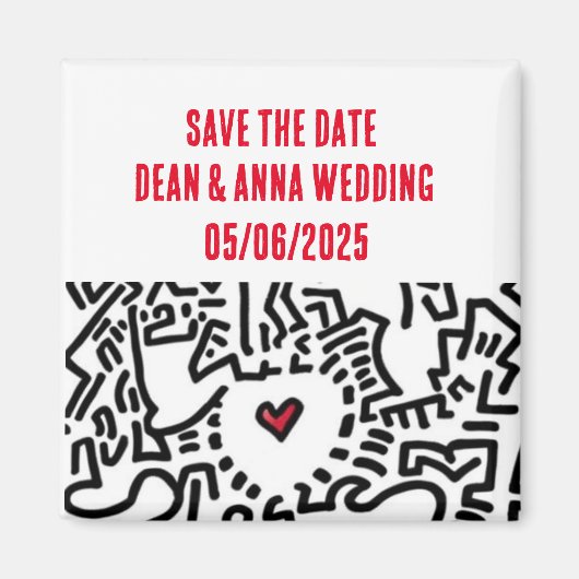 Aimant Faire-part de mariage cœur "save the date" (Devant)