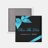 Aimant Faire-part de mariage De Ruban Turquoise Enregistr (Recto/Verso)