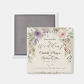 Aimant Faire-part de mariage floral peint (Recto/Verso)