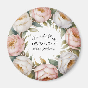 Aimant Faire-part de mariage floral Rose et Blush à conse