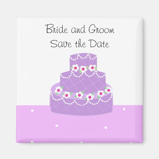 Aimant Faire-part de mariage Gâteau Mariage Violet (Devant)