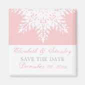 Aimant Faire part de mariage hiver rose flocon de neige (Devant)