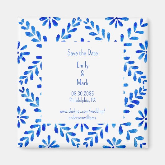Aimant Faire-part de mariage Méditerranée Bleu (Devant)