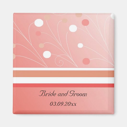 Aimant Faire part de mariage moderne corail (Devant)