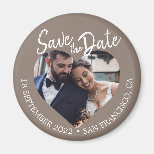Aimant Faire part de mariage moderne gris taupe photo