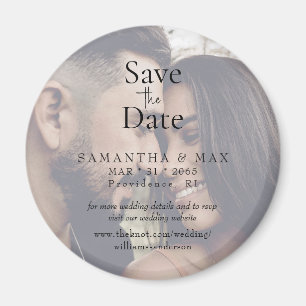 Aimant Faire-part de mariage rond avec photo de couple