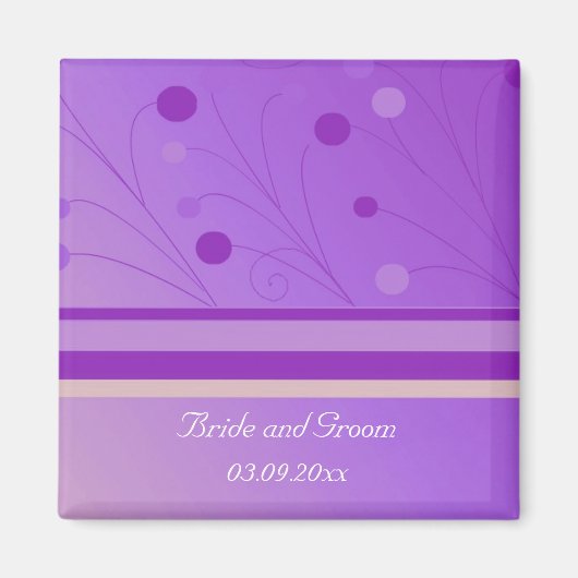 Aimant Faire-part de mariage violet capricieux (Devant)