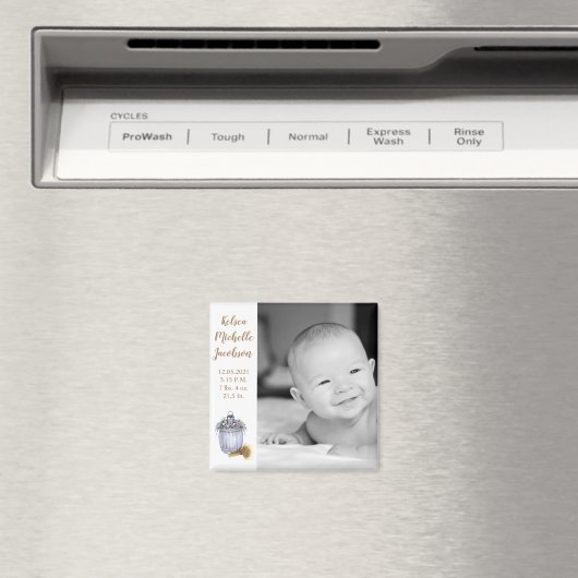 Aimant Faire-part de naissance 2 po x 2 po Été Pay (In Situ (Lave-vaisselle))