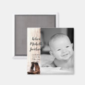 Aimant faire-part de naissance 2"x2" bottes magnétiques r (Recto/Verso)