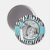 Aimant Faire-part de naissance d'accentuation turquoise d (Recto/Verso)
