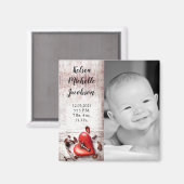 Aimant faire-part de naissance de 2 po x 2 po (Recto/Verso)