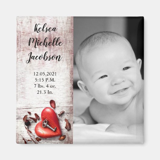 Aimant faire-part de naissance de 2 po x 2 po (Devant)