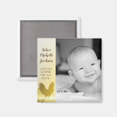 Aimant faire-part de naissance de 2 po x 2 po Sunny Morni (Recto/Verso)