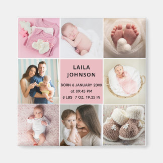 Aimant Faire part de naissance de fille personnalisable 8