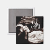 Aimant Faire-part de naissance d'échographie de bébé noir (Recto/Verso)