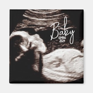 Aimant Faire-part de naissance d'échographie de bébé noir