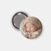 Aimant Faire-part de naissance moderne gris et blanc avec (Recto/Verso)