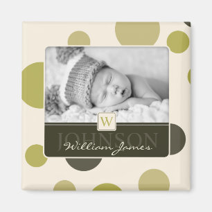 Aimant Faire-part de naissance olive d'impression de