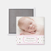 Aimant Faire-part de naissance photo - Baby Girl (Recto/Verso)