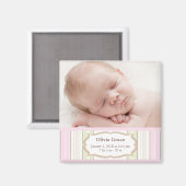 Aimant Faire-part de naissance photo - Baby Girl (Recto/Verso)