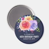 Aimant Faire-part de naissance pour anniversaire aux Rose (Recto/Verso)