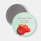 Aimant Faire-part floral rouge tulipe printemps enregistr (Recto/Verso)