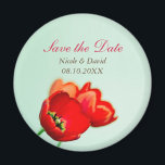 Aimant Faire-part floral rouge tulipe printemps enregistr<br><div class="desc">Faites votre faire-part mariage avec ces Magnet Réservez la date élégantes. Vos noms sont au-dessus des tulipes rouges romantiques. Ces Magnet Réservez la date servent de rappels pratiques ainsi que de cadeaux qui commémorent votre grand jour.</div>