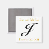 Aimant Faire-part Monogram J Gold et Black Mariage (Recto/Verso)