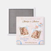 Aimant Faire-part PHOTO BÉBÉ (TWINS) (Recto/Verso)