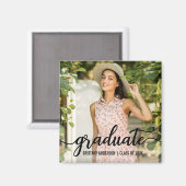 Aimant Faire-part photo moderne de graduation de script C (Recto/Verso)