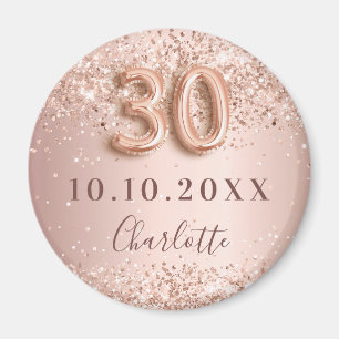 Aimant faire part rose gold blush 30e anniversaire