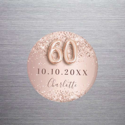 Aimant Faire part rose gold et blush pour 60e anniversair