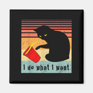Aimant Fais ce que je veux Chat noir vintage Coupe rouge