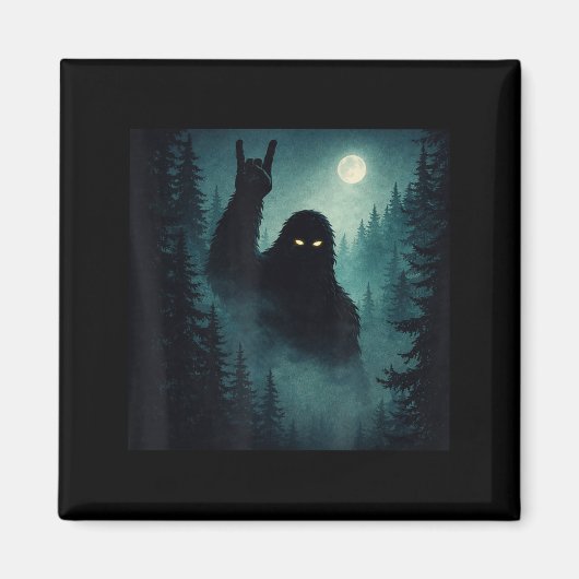 Aimant Fais du rock Bigfoot Sasquatch Cryptide Nuit Forêt (Devant)