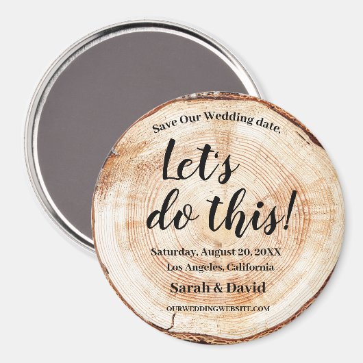 Aimant Faisons ce Mariage rustique du grain de bois (Recto/Verso)