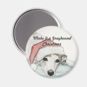 Aimant Faites-en un magasin Greyhound Christmas Dog Art M (Recto/Verso)